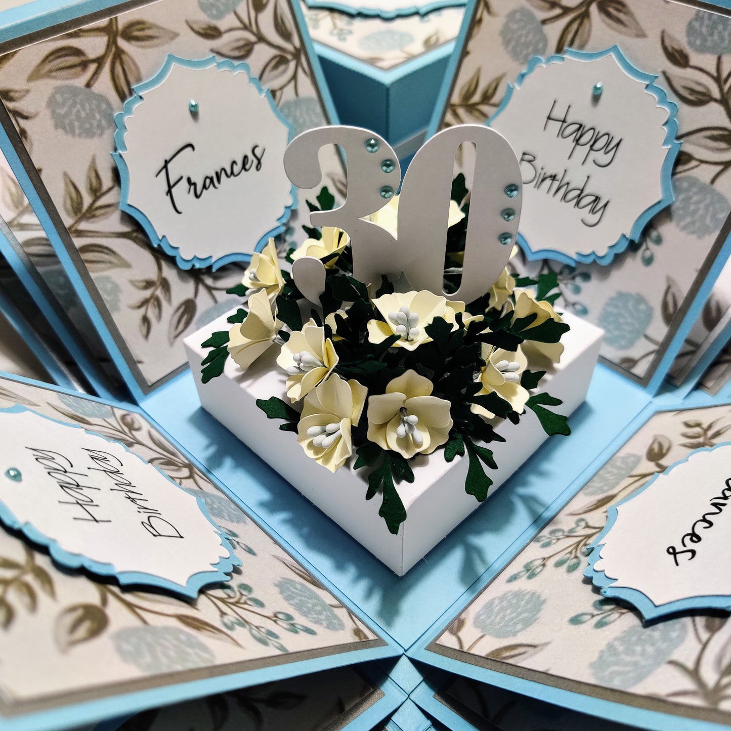 40th Birthday Celebration Occasion Box ~ Pastel Blue Florals