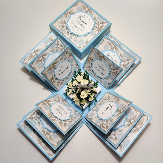 40th Birthday Celebration Occasion Box ~ Pastel Blue Florals