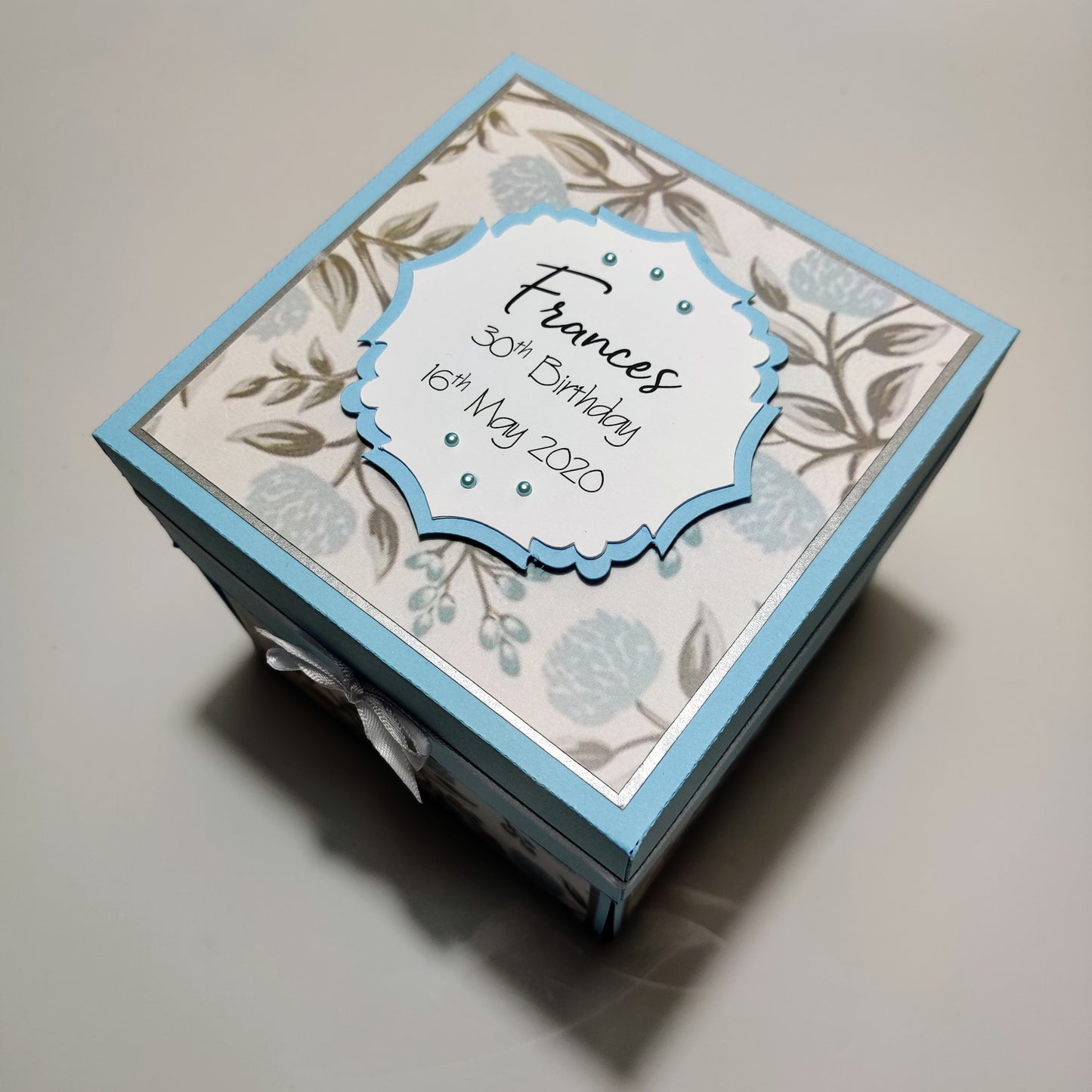 40th Birthday Celebration Occasion Box ~ Pastel Blue Florals