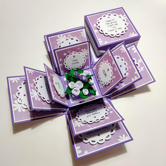 50th Birthday Celebration Occasion Box Lilac & White Roses